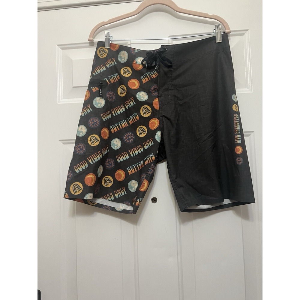 Pena Mens Size 34 Board Surf Shorts Live Freestyle Good Vibes Beach Water Swim